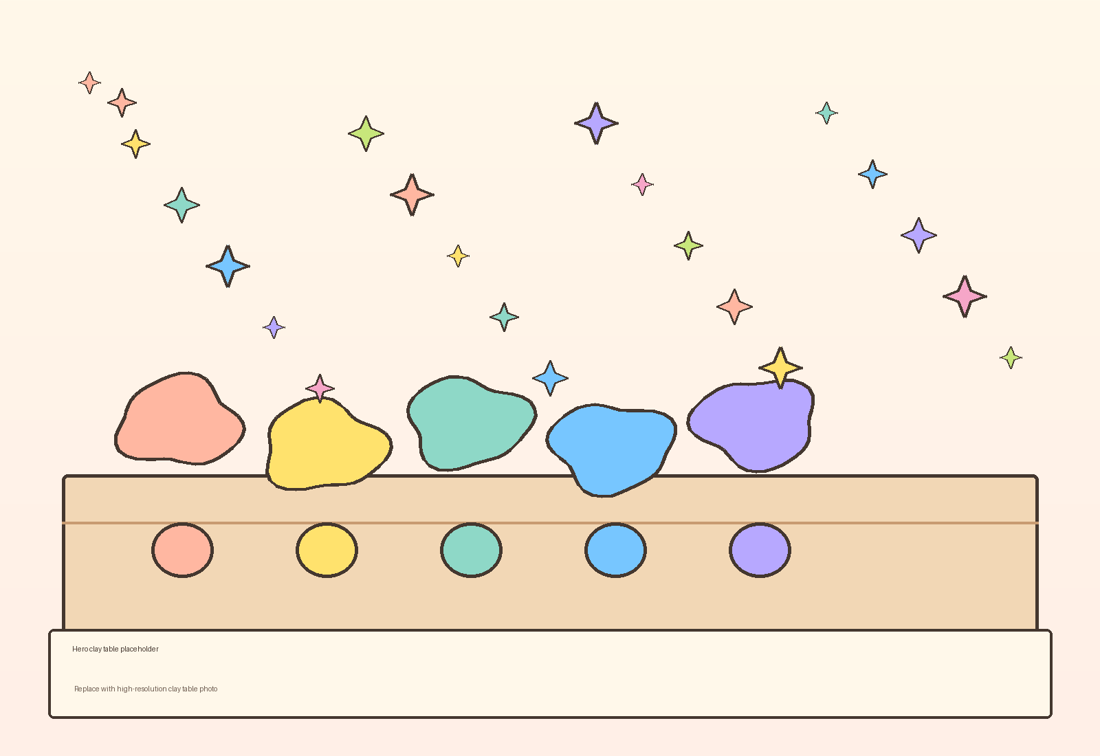 Placeholder photo-style image of a handmade clay table
