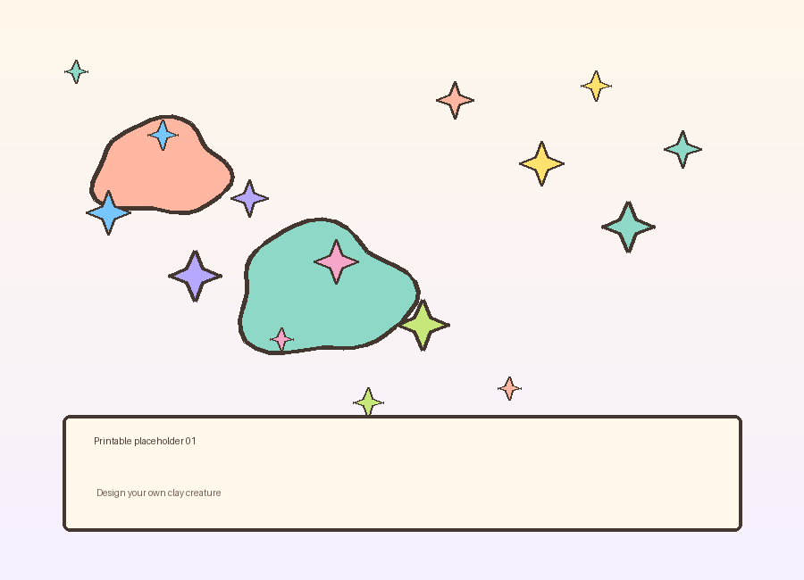 Printable placeholder for designing a clay creature